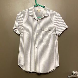 Short sleeve blue white vertical stripe j crew